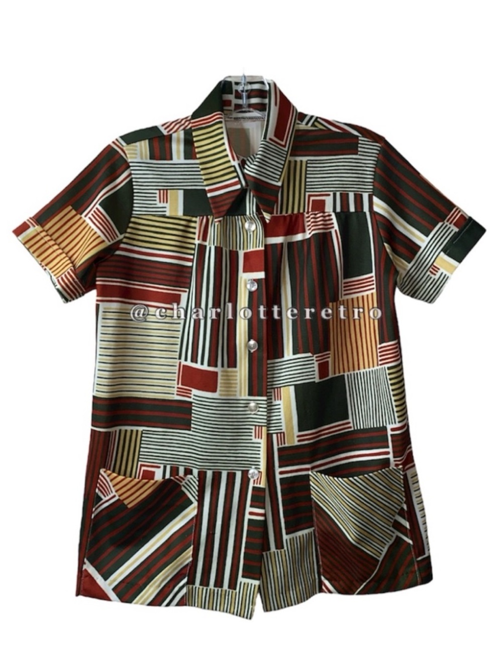 70s vtg Abstract Polyester Shirt